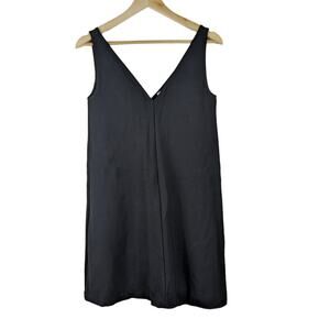 Everlane Womens Ponte V Neck Dress 2 Black Sleeveless Shift Classic Minimalist